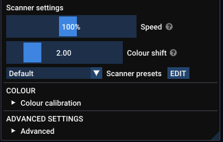 Laser output settings panel | Liberation User Manual